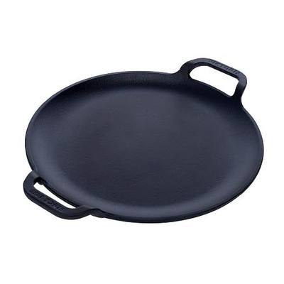 Victoria 10-Inch Cast Iron Comal Pizza Pan with 2 Side Handles, Preseasoned with Flaxseed Oil, Made in Colombia, Black
