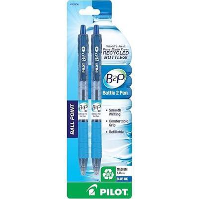 PILOT B2P - Bottle to Pen Refillable & Retractable Ball Point Pen Made From Recycled Bottles, Medium Point, Blue Ink, 2-Pack (32806)