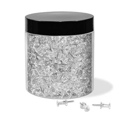 JIKIOU 800 PCS Standard Clear Push Pins Tacks Count in Reusable Box | Clear Thumb Tacks Steel Point and Clear Plastic Head, Sturdy and Reusable, Easy to Store and Carry, Multipurpose for Craft