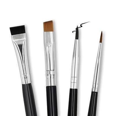 Eyeliner Brushes, Firm Flat Eye Liner Makeup Brush, Angled Wing Eyebrow Eyeshadow Brush, Soft Synthetic Hairs and Wood Handle, Precision Blending, Pencil Point Thin Bristle Brush (4 Pcs Set)