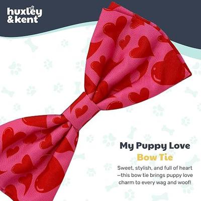 Huxley & Kent Pet Bow Tie for Dogs & Cats, My Puppy Love, Small/Medium | Hook & Loop Attaches to Any Collar, Soft Polyester, Lightweight & Machine Washable, Perfect for Holidays & Photos
