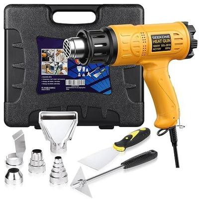 SEEKONE Heat Gun 1800W Heavy Duty Hot Air Gun Kit With Carry Case Variable Temperature Control 122℉-1112℉(50℃- 600℃) Overload Protection with 4 Nozzles for Crafts, Shrinking PVC, Stripping Paint