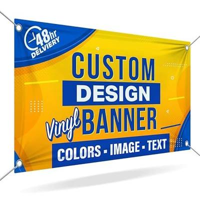 Custom 13oz Vinyl Banner by DOT4DOT - Personalized customizable full color design banners signs printing for indoor outdoor events retail birthday (4x6)