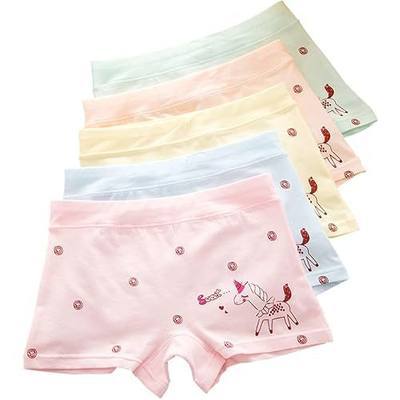Little Kids Girls Underwear Toddler Soft Cotton Boxer Briefs Panties Cute Pattern Boyshorts (2-11years)