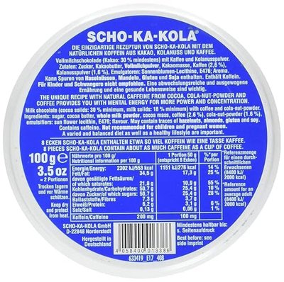SCHO-KA-KOLA Chocolate Mix with natural Caffeine from Cocoa, Cola-Nut-Powder and Coffee 3 tins x 100 g Dark classic 3 tins x 100 g Milk/Germany