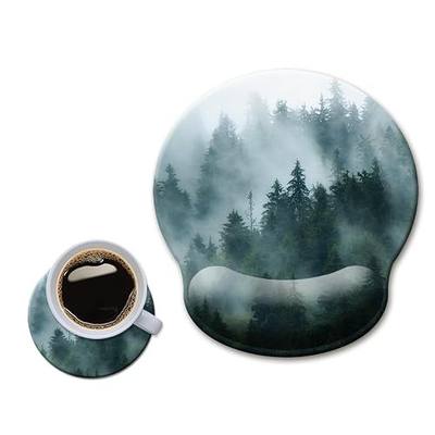 HOPONY Ergonomic Mouse Pad with Wrist Support Gel Wrist Rest, Comfortable Computer Mouse Pad for Laptop, Pain Relief with Non-Slip Rubber Base, 9 x 10 in,Forest