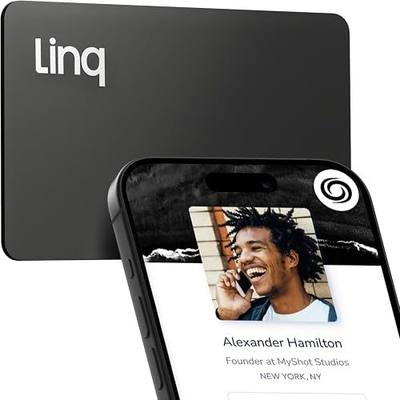 Linq Smart Business Card for Lead Capture - Share Contact Info with a Tap - Personal Networking NFC Card (Matte Black)