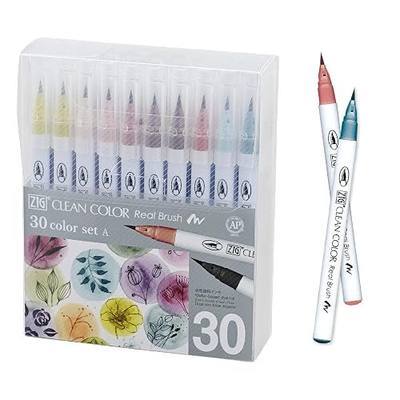 Kuretake ZIG Clean Color Real Brush, NEW 30 Colors with Flexible Brush Tips, Watercolor Pens for Painting, Drawing, Calligraphy and Brush Lettering for Artists and Beginner Painters, Made in Japan…