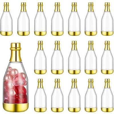 Cunhill 18 Pcs Mini Champagne Bottles Container Bulk Plastic Small Champagne Candy Bottles DIY Favor Mini Candy Jars Wedding Favors for Wedding Bridal Baby Shower Birthday (Clear and Gold)