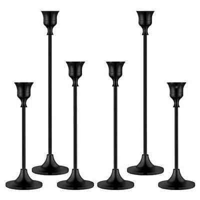 BEZURA Black Taper Candle Holders Set of 6,Aluminum Alloy Candlestick Holders for Candlesticks Vintage Metal Candle Stick Candle Holder for Fireplace Party Dining Home