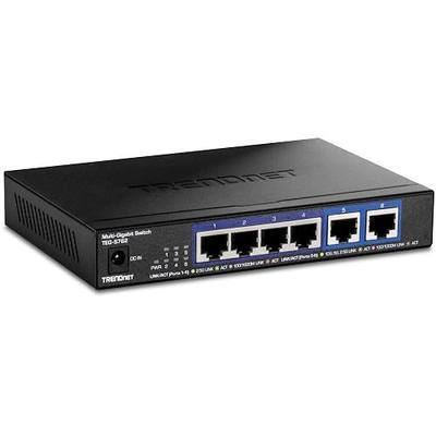 TRENDnet 6-Port 10G Switch, 4 x 2.5G RJ-45 Base-T Ports, TEG-S762 | 2 x 10G RJ-45 Ports, 60Gbps Switching Capacity, Wall Mountable, Ethernet Splitter, NDAA & TAA Compliant, Lifetime Protection