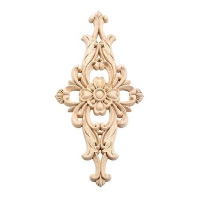 1Pc Wood Carved Appliques Central Wooden Carving Onlays Furniture Decals