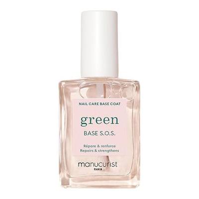 MANUCURIST - S.O.S. Base Coat - Enriched with Vitamins C and B5 - Nail Fortifier - Repairs and Strengthens - Care for Very Damaged Nails - Vegan, Up to 78% Plant-Based - 0.5 fl oz | Repairing Nail Care with Vitamins C & B5 for Very Damaged Nails - Vegan, Up to 78% Plant-Based, Made in France, 0.5 fl