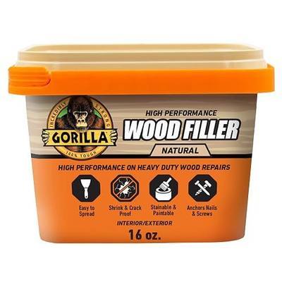 Gorilla All Purpose Wood Filler, Natural Finish, 16 Ounce Tub (Pack of 1) - Water Resistant for Indoor or Outdoor Projects and Repairs