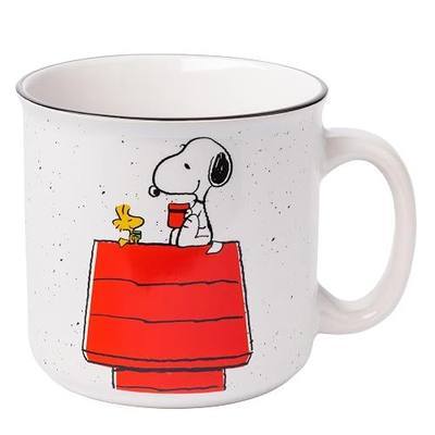 Silver Buffalo Peanuts Snoopy and Woodstock, Ceramic Camper Mug, 20oz | Get Cozy, 0.59 Liters