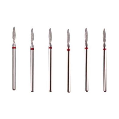 Flame Cuticle Drill Bit Set with Case, 6pcs Pro Diamond Nail Bits for Nail Salon Manicure