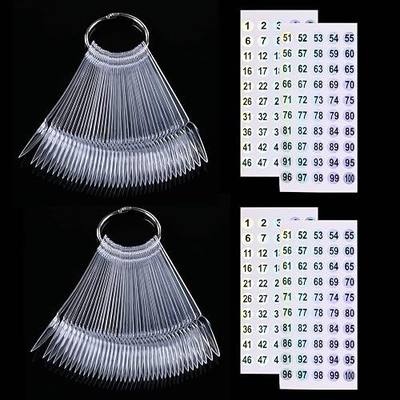 Nail Swatch Sticks with Number Stickers, 100 Pcs (Transparent) | Nail Color Display Stiletto Tips with 2 copies 1-100 number stickers, easy organize sitcks , water & oil proof stickers