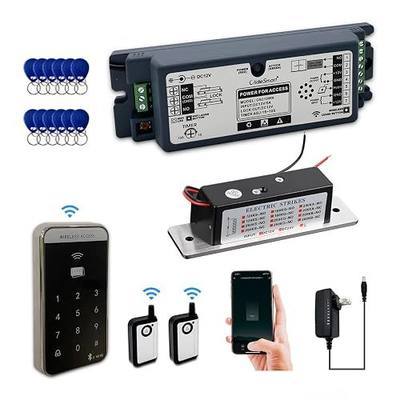 2.4GHz WiFi Access Control 400lb Holding Force Electric Strike Door Lock System Kit with Remote and Smartphone app Control, paired with Wireless Access Kaypad