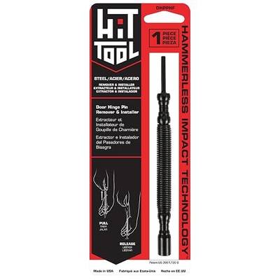 HIT Tool Door Hinge Pin Removal Tool – Spring-Driven Hinge Pin Punch & Steel-Faced Hammer – Compact, Hammerless Tool for Easy Pin Removal & Installation – Made in The USA
