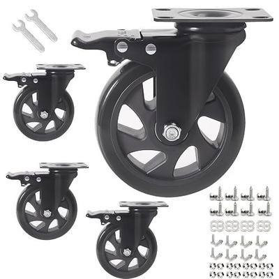 5 Inch Caster Wheels, Casters Set of 4, Heavy Duty Casters with Brake 2200 Lbs,Swivel Caster Wheels with Top Plate, Industrial Caster Wheels for Workbench, Cart, Furniture