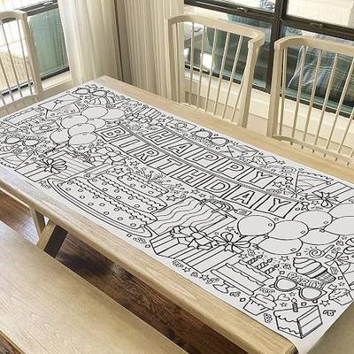 Tiny Expressions Giant Birthday Coloring Poster - Rolled, Not Folded - 30" x 72" Large Coloring Table Cloth - Happy Birthday Coloring Banner