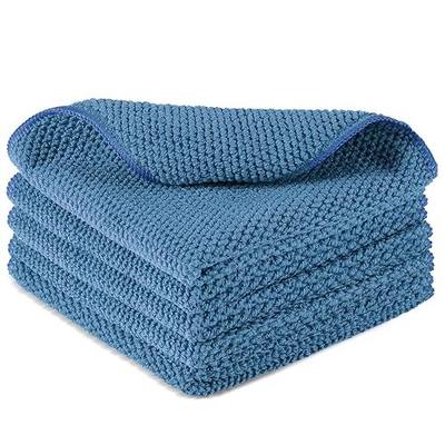 Microfiber Dish Cloths for Kitchen - Cleaning Cloth Towels Set, Absorbent Glass House Extra Soft Household Wipes by DoriHom, Blue, 5 Count (Pack of 1)