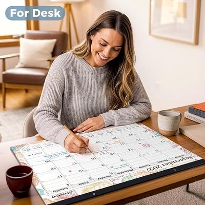 CRANBURY Desk Calendar 2026-2027 22x17, Jul. 2026 to Dec. 2027, Thick Paper, Sturdy Backboard, 18 Months Calendar for School Office Desktop Organizing, Large Wall Monthly Planner with Stickers