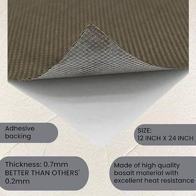 Reinforced Exhaust Heat Shield Mat 12 Inch x 24 Inch with Adhesive Backed Resistant for wall behind grill 2000 Degrees High Temp Protection Material Thermal Barrier Blanket