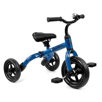 XPIY Tricycle for Toddlers Age 2-5 Years Old, 3 in 1 Folding Toddler Bike for Boys and Girls, Kids' Bike Trike with Detachable Pedal and Adjustable Seat (Blue) | Blue toddler bike for boys & girls. Features a detachable pedal and adjustable seat to grow with your child