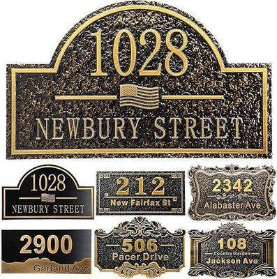 Personalized Vintage Address Plaque House Number Address Sign Relief Carve | Custom Classic Home Street Name Signs Mailbox Numbers for Yard Door Room Wall Outdoor Decor Plate for Outside
