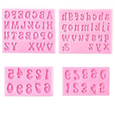 GELIFATLE Letters Molds and Numbers Molds, Silicone Fondant Mold Chocolate Molds, 0-9 Number and 26 Letters Silicone Molds for Baking Desserts and Cake Decoration (4 pack)