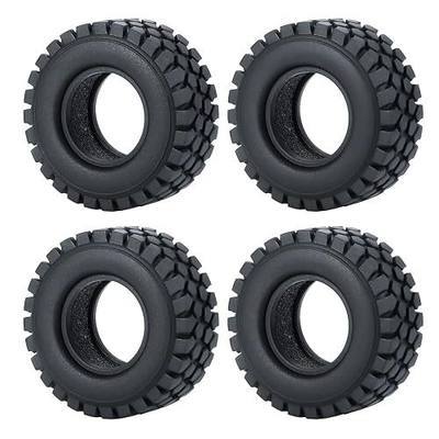 RCLIONS 4pcs Rubber Micro 1" RC Wheel Tyres Tires with Foam Insert for All 1/24 Axial SCX24 AXI00001,AXI00002,AXI90081 Deadbolt RC Crawler Truck Car (50mm)