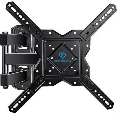 PERLESMITH Full Motion TV Wall Mount for 27-60 Inch Flat & Curved TVs, Single Stud TV Mount with Articulating Swivel Tilt - Wall Mount TV Bracket VESA 400x400mm up to 77 lbs, Perfect Center Design