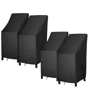 Stackable Patio Chair Covers for Outdoor Furniture, Outdoor Chair Covers Waterproof, 600D Heavy Duty Lawn Outside Barstool Covers,Fits for 4-6 Stackable Dining Chairs,27"Lx27"Wx49"H, 4 Pack