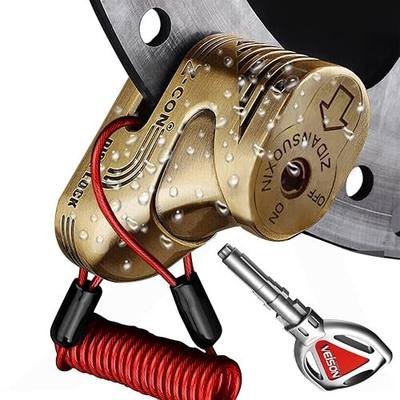 Heavy Duty Motorcycle Locks - Anti Theft Cable Locks with Combination, Bike Lock with Key, Mini Lock, Wheel Disc Lock Accessories for Adult Bikes