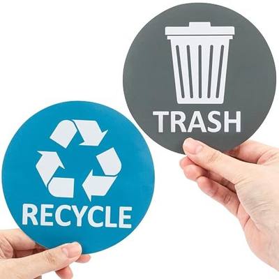 Sukh 6 Pack Recycle Stickers for Trash Can - Large Recycling Vinyl Signs | Reuse Recycle Garbage Labels for Kitchen Home Work Apartment Hotel Commercial Event, Waste Bin Decals and Trash Can Decor