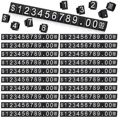 Qunclay 50 Sets Price Display Cube Number Letter Tags,White Number,Black | Adjustable Price Cube Blocks Dollar Stand Small Digital Counter Kit for Jewelry Retail Vending Machine Shop Marker Signs