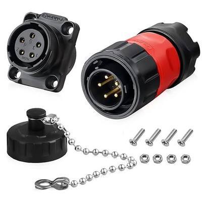 5 Pin Waterproof M20 Aviation Connector 10A 500V | Industrial Plastic Plug Socket Set, 18-16 AWG, IP67 Rated, Soldering, -40 to 176°F, for Indoor Outdoor Electrical Connections
