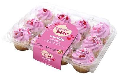 two-bite, Valentine's Day Vanilla Mini Cupcakes, 12pk (FROZEN EACHES)