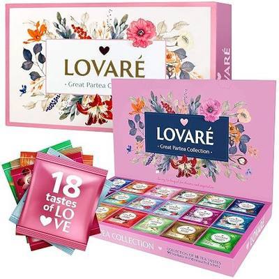 LOVARE Tea Bags Variety Pack - Made in Ukraine - Black and Green, Floral Berry, Mixed Blend, Herbal Blend Assorted Collection - Tea Sampler - Gift Sets for Tea Lovers (90 Bags - 18 Tastes)