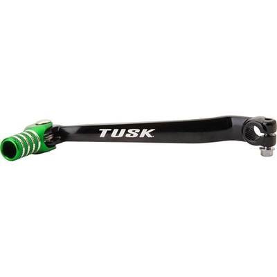 Tusk Folding Shift Lever Black/Green Tip Compatible with Kawasaki KLX300 2021-2026/KLX300R 2020-2025
