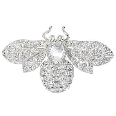 EVER FAITH Rhinestone Crystal Honeybee Insect Brooch