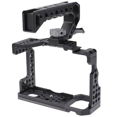 Hersmay A7III Cage with Top Handle, A9 Camera Cage for Sony A7III / A7RIII /A9 /A7II Mirrorless Camera, Multiple 1/4" 3/8" Screw Holes for Vlogging Video Shooting Filmmaking Rig
