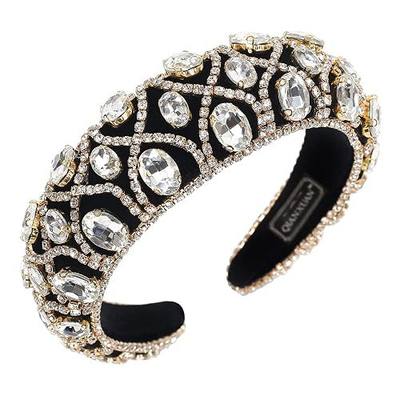 Crystal Rhinestone Headbands For Women White Pearl Headbands For Girls Padded Headband Black Velvet Jewelry Chain Hairband Handmade Pearly Flower Retro Filling Diamond Hair Accessories