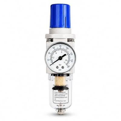 BLCH 1/4" NPT Air Compressor Regulator - Air Pressure Regulator, Air Dryer AW2000-02 Manual Drain Poly Bowl Gauge 0-160 PSI 5μm Brass