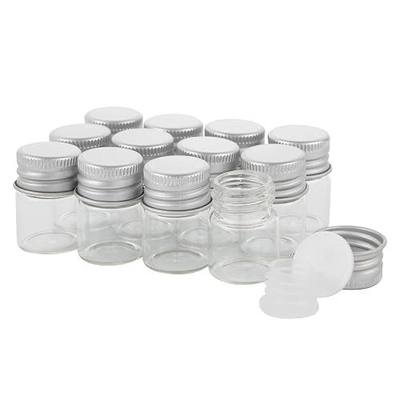 12PCS 5ml Clear Glass Small Vials w/ Aluminum Screw Caps & Plastic Stoppers | Empty Leak-Proof Borosilicate Glass Vials with Lids, Mini Bottles for Essential Oils, Sample Storage & Travel (with Labels)