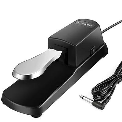 Piano Sustain Pedal, Universal Keyboard Foot Sustain Pedal for Yamaha, Casio, Roland, Korg Digital Pianos MIDI Keyboard Electronic Keyboards Electric Organ Synthesizer, 1/4 Inch Jack (Sliver)
