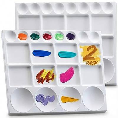 DUGATO 20-Well Plastic Paint Palette, 2-Pack Mixing Tray, 10 x 13 in | Lightweight Plastic Tray, Easy to Clean, Works with Acrylic, Oil, Watercolor & Gouache