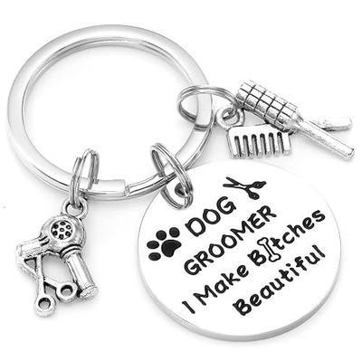 Kivosliviz Dog Groomer Gifts Keychain for Dog Groomers Women Men Key Chains Stylist Presents Items Pet Hair Keyring Jewelry keychain