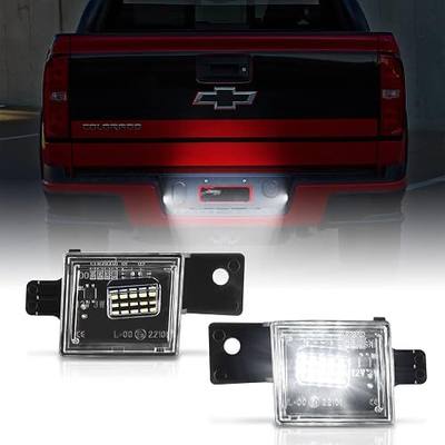 Gempro LED License Plate Light Rear Tag Lamp Assembly for 2014-2023 Chevy Silverado GMC Sierra 1500 2500HD 3500HD, 6000K White